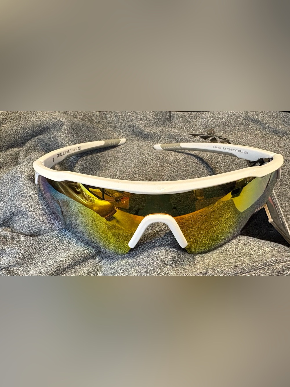 Rawlings Youth White Frame Yellow Mirrored Lens Sports Glasses